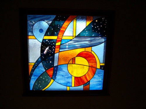 Création vitrail thème espace